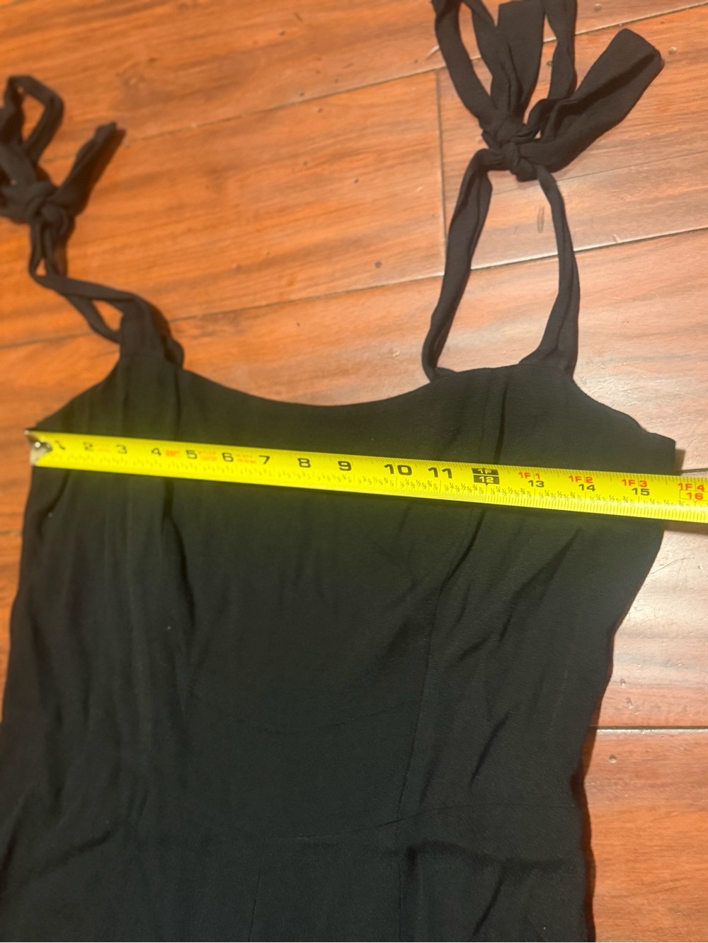 Reformation Black Tie-Shoulder Square-Neck Jumpsuit, Cropped Flare - Picture 7 of 13